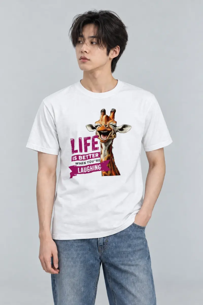 "Life Is Better Laughing" Heavyweight Unisex Crewneck T-shirt