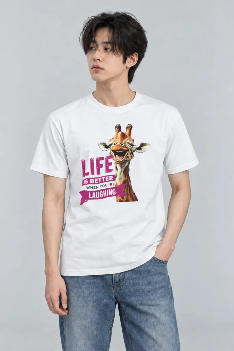 "Life Is Better Laughing" Heavyweight Unisex Crewneck T-shirt