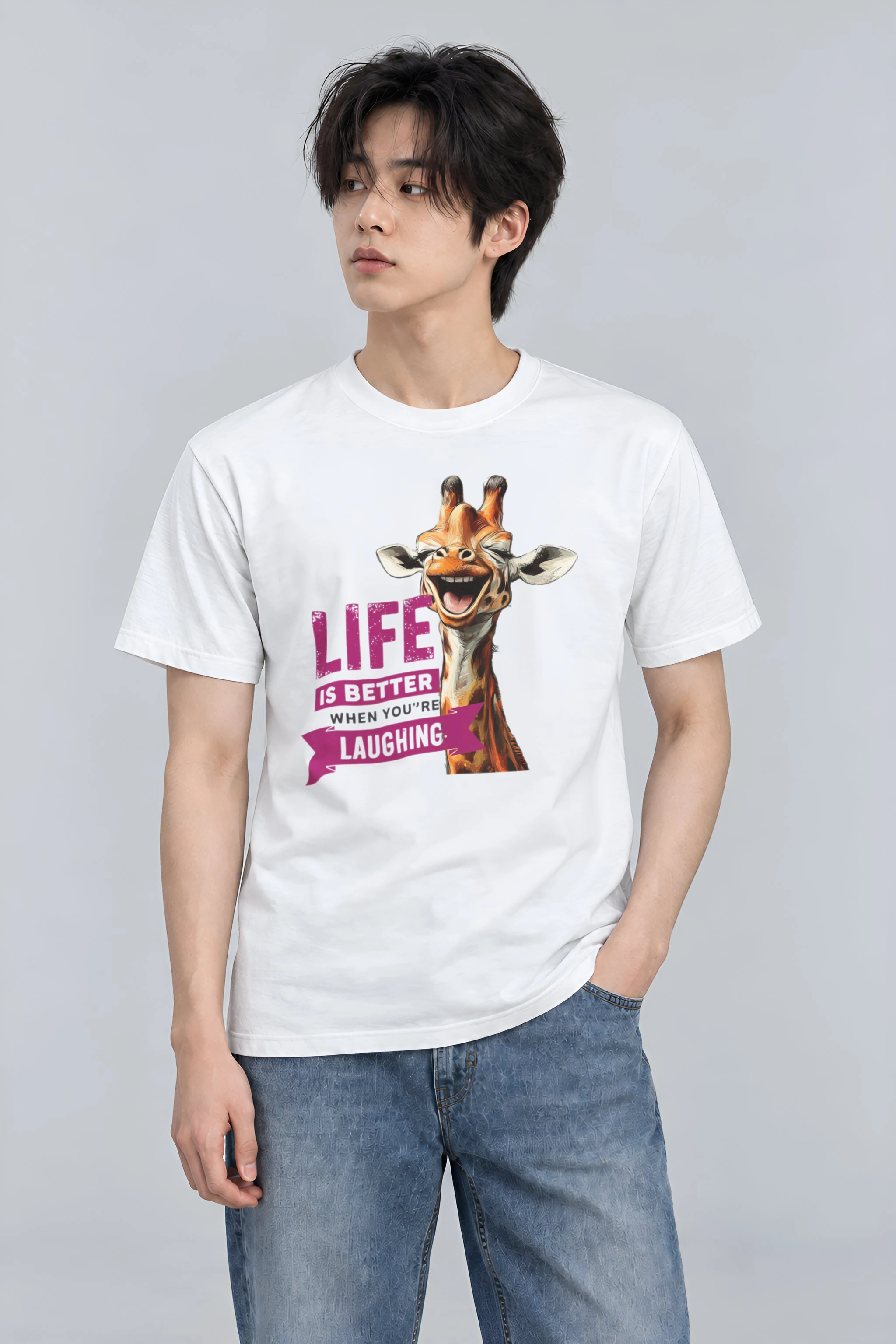 "Life Is Better Laughing" Heavyweight Unisex Crewneck T-shirt