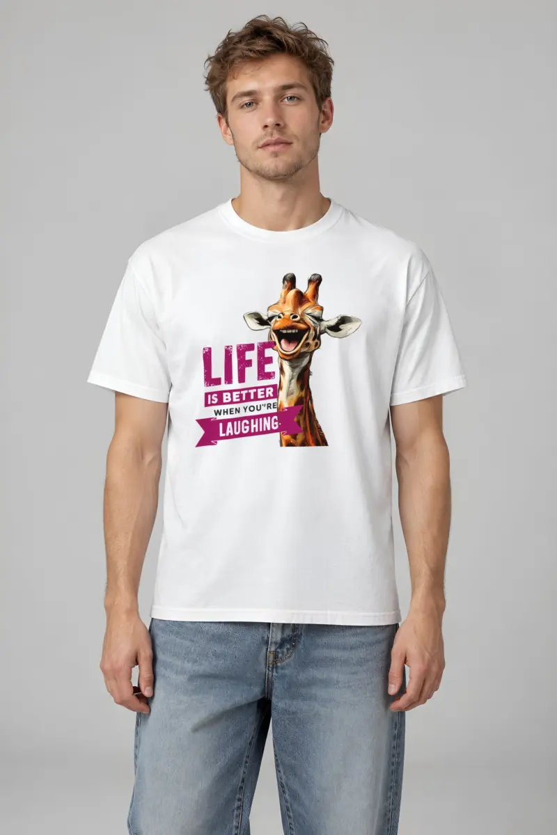 "Life Is Better Laughing" Heavyweight Unisex Crewneck T-shirt