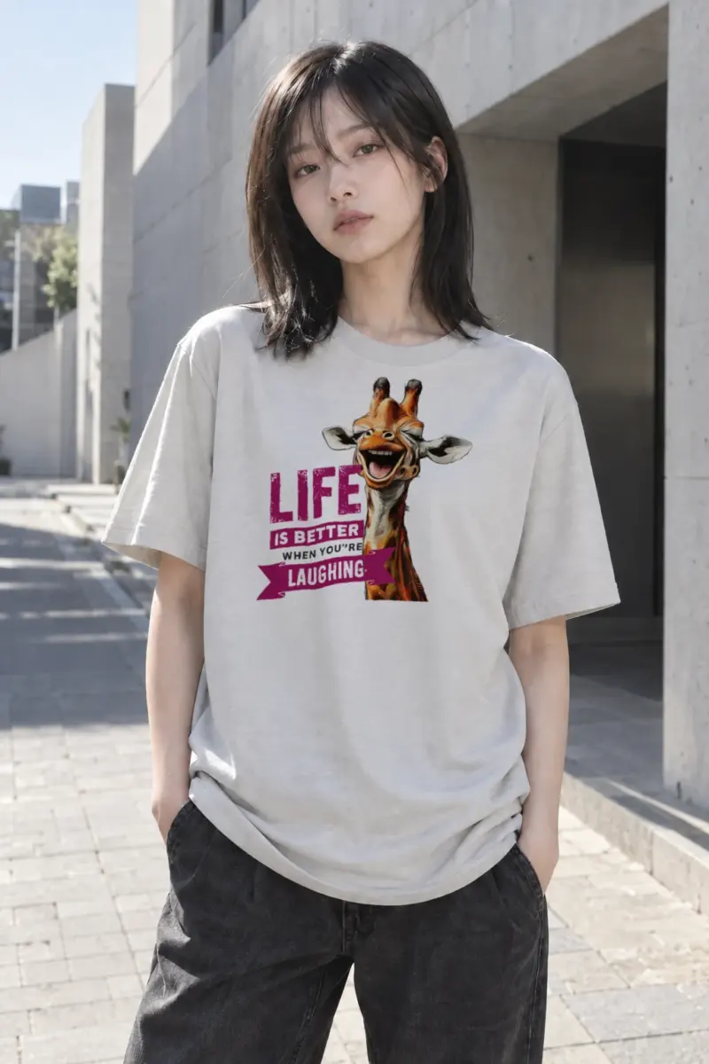 "Life Is Better Laughing" Heavyweight Unisex Crewneck T-shirt | Gildan 5000