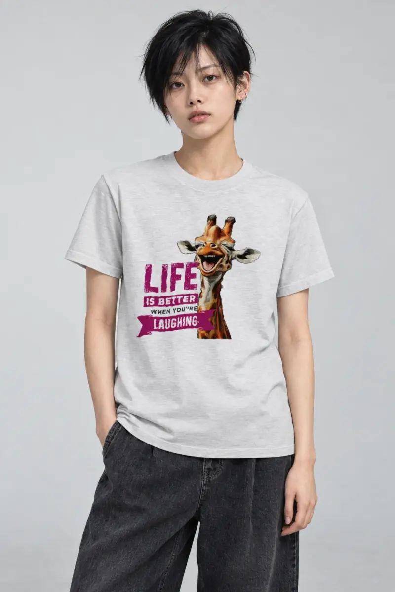"Life Is Better Laughing" Heavyweight Unisex Crewneck T-shirt | Gildan 5000