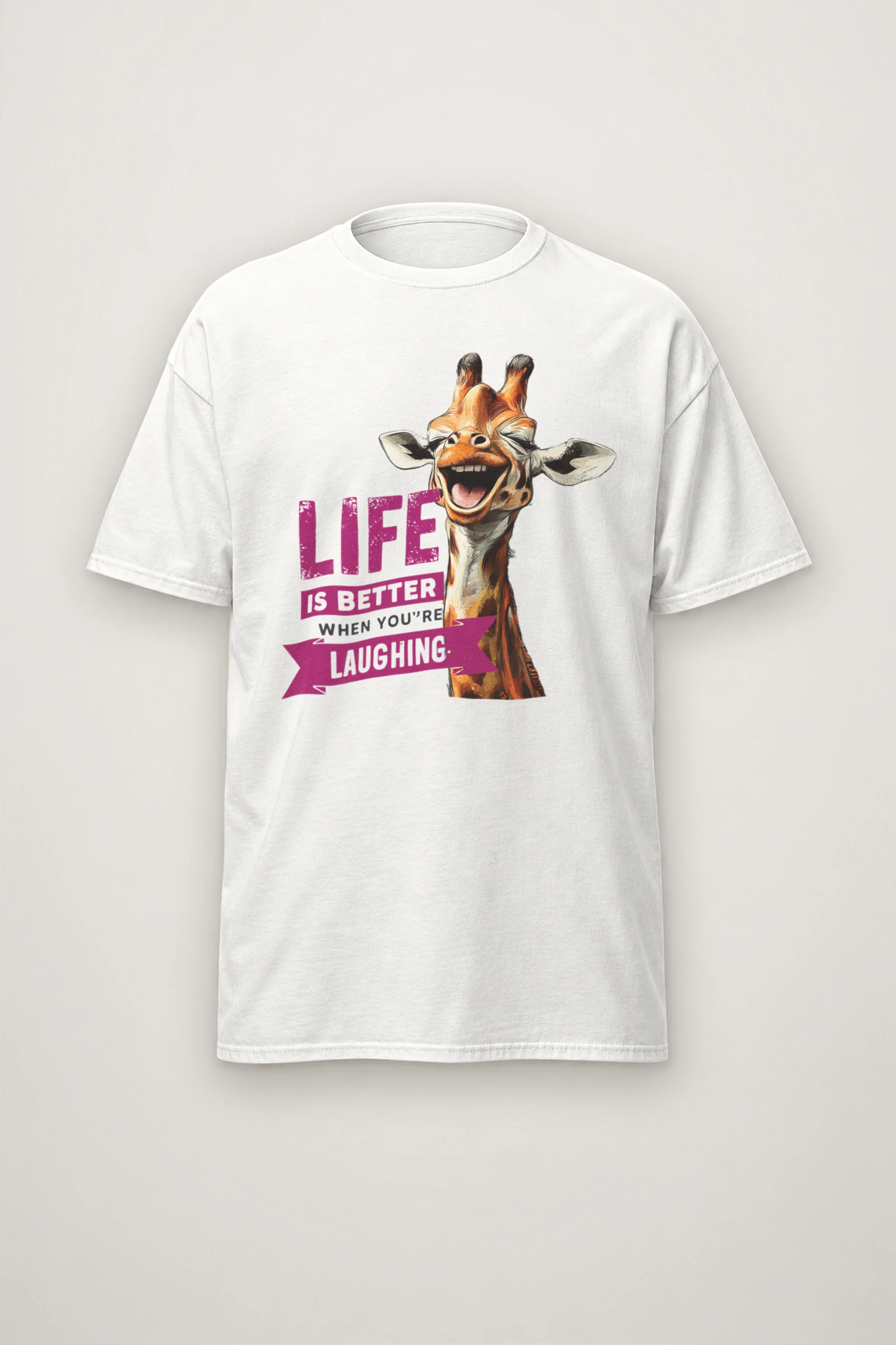 "Life Is Better Laughing" Heavyweight Unisex Crewneck T-shirt