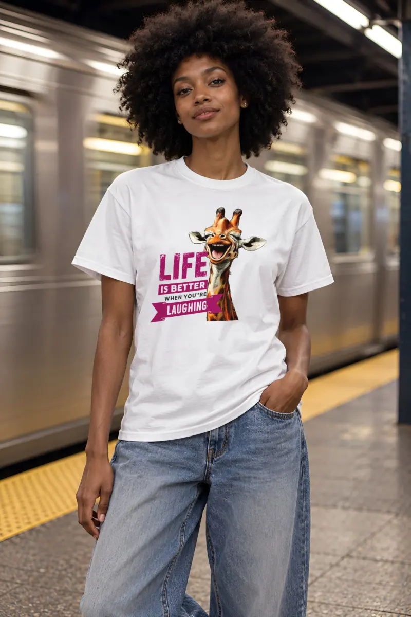 "Life Is Better Laughing" Heavyweight Unisex Crewneck T-shirt