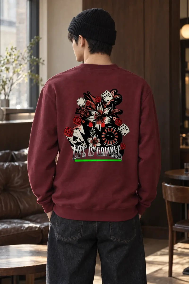 "Life Is Gambling" Heavy Blend Unisex Crewneck Sweatshirt | Gildan 18000