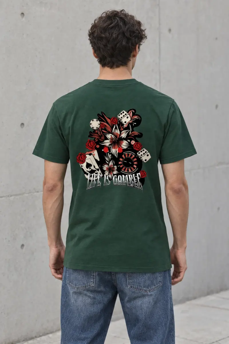 "Life Is Gambling" Heavyweight Unisex Crewneck T-shirt | Gildan 5000