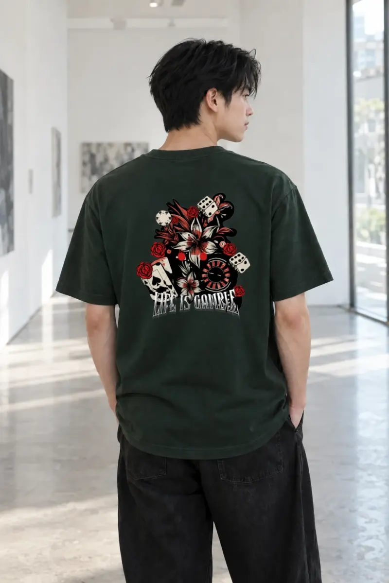 "Life Is Gambling" Heavyweight Unisex Crewneck T-shirt | Gildan 5000