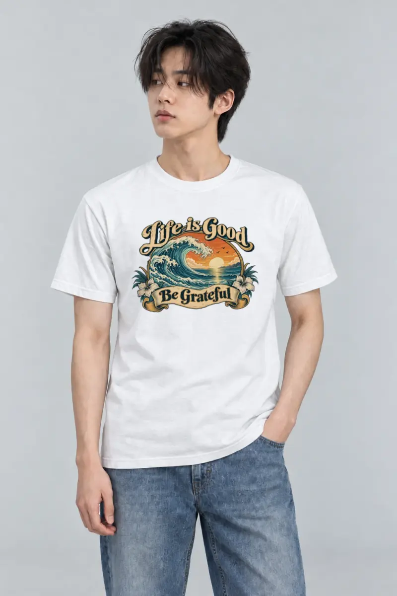 "Life Is Good" Heavyweight Unisex Crewneck T-shirt