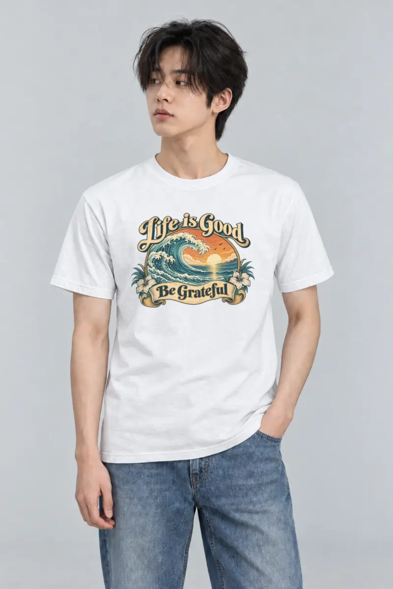 "Life Is Good" Heavyweight Unisex Crewneck T-shirt