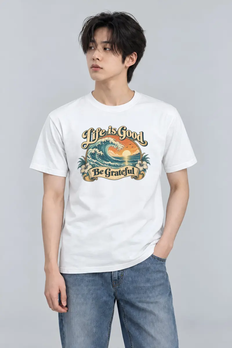 "Life Is Good" Heavyweight Unisex Crewneck T-shirt