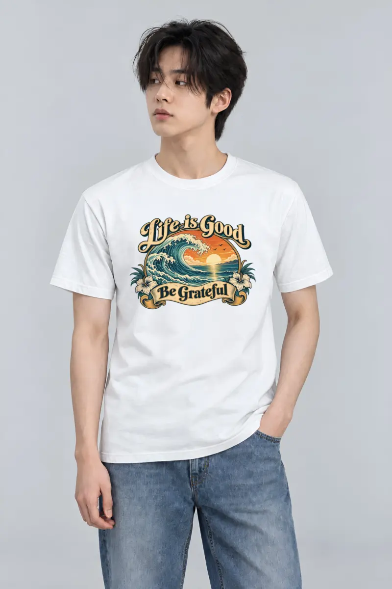 "Life Is Good" Heavyweight Unisex Crewneck T-shirt