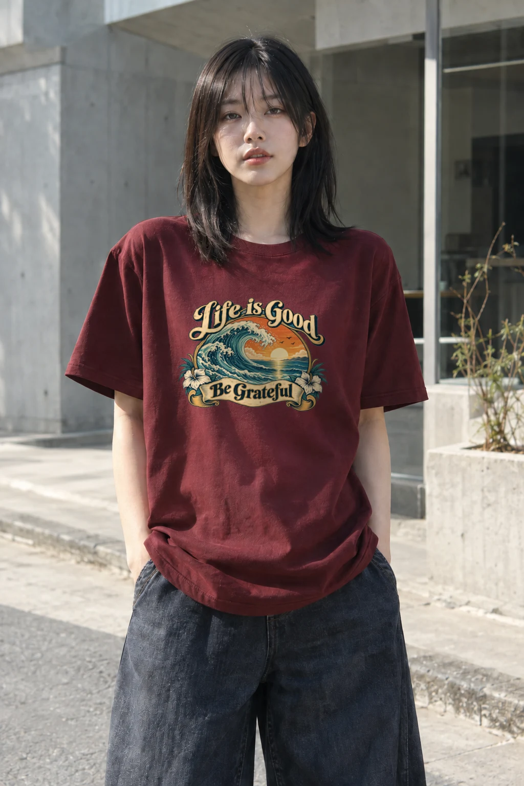 "Life Is Good" Heavyweight Unisex Crewneck T-shirt | Gildan 5000