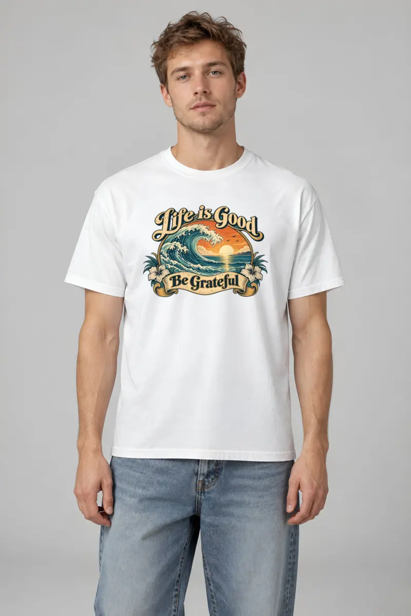 "Life Is Good" Heavyweight Unisex Crewneck T-shirt