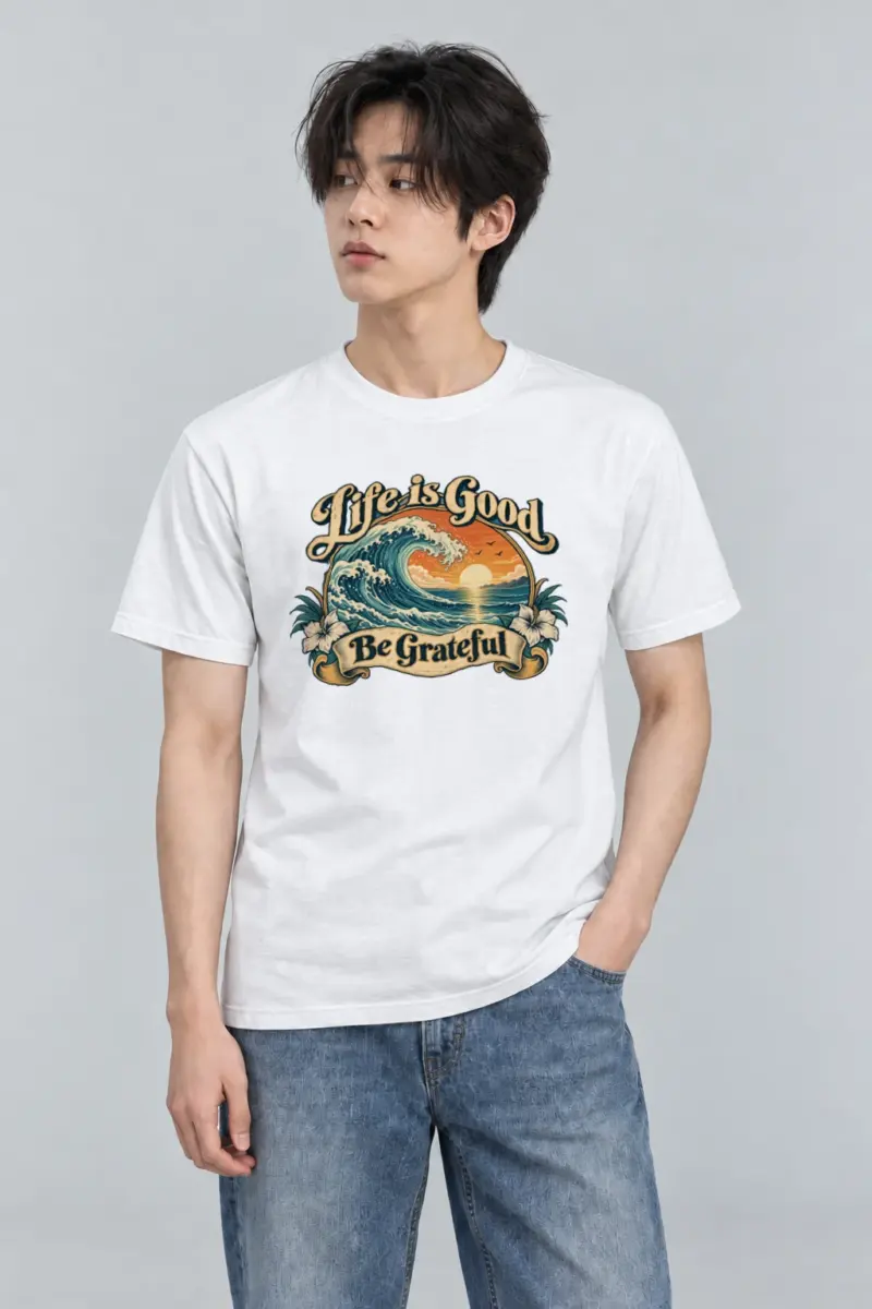 "Life Is Good" Heavyweight Unisex Crewneck T-shirt