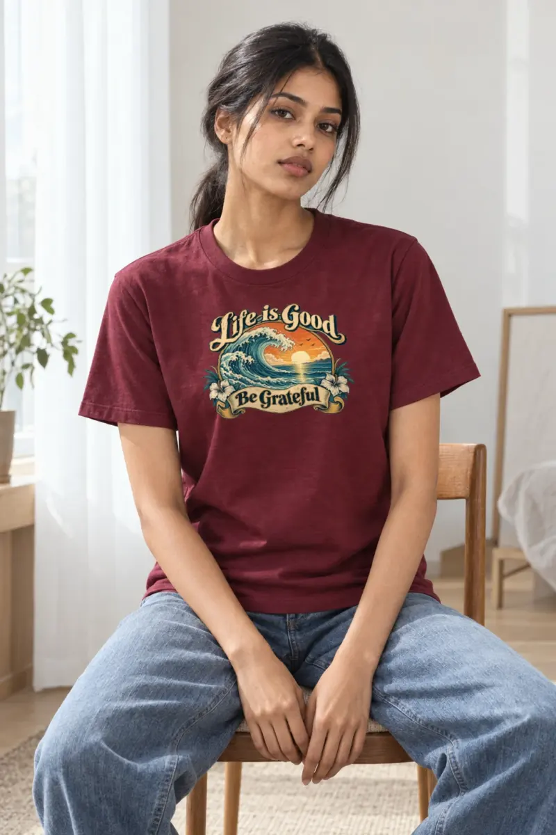"Life Is Good" Heavyweight Unisex Crewneck T-shirt | Gildan 5000