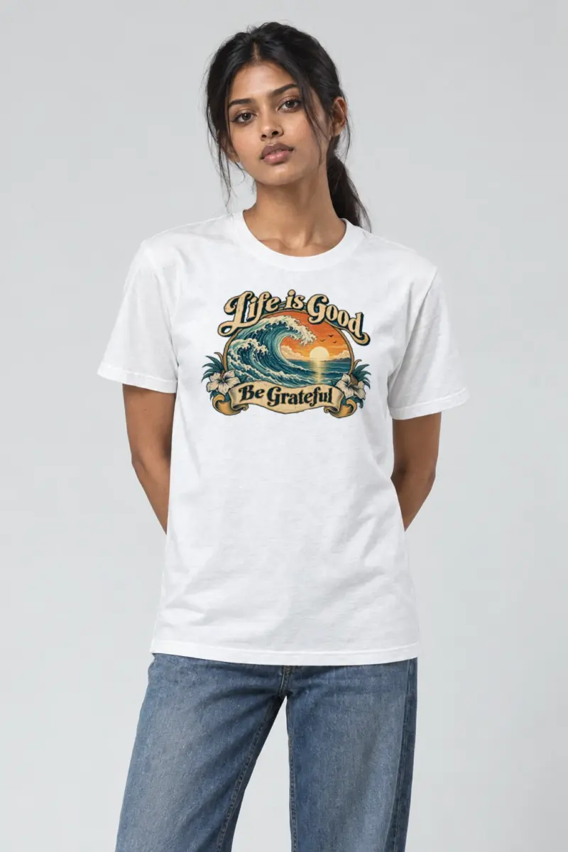 "Life Is Good" Heavyweight Unisex Crewneck T-shirt | Gildan 5000