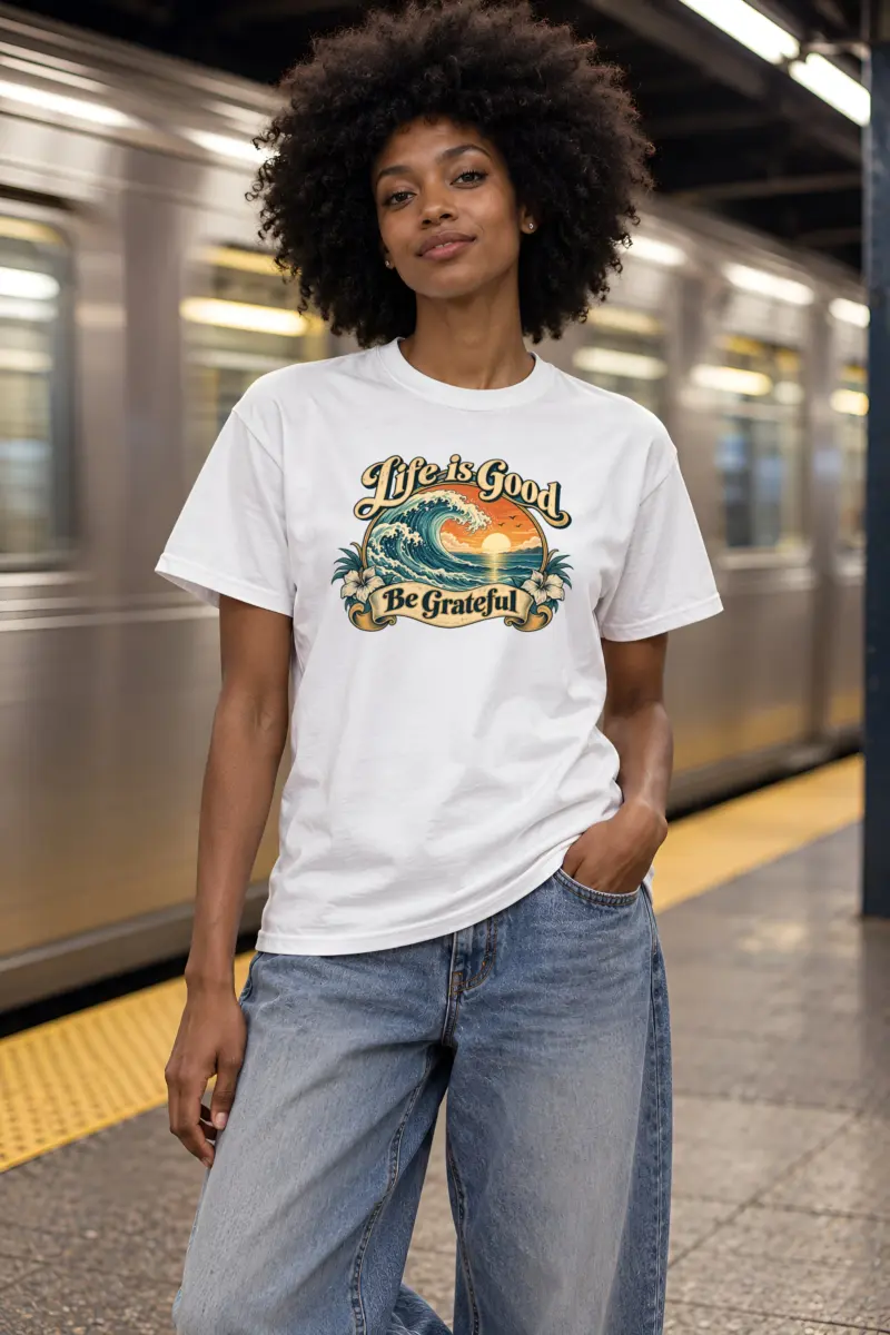 "Life Is Good" Heavyweight Unisex Crewneck T-shirt