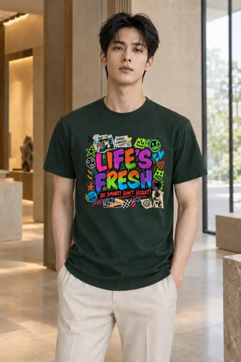 "Lifes Fresh Collage" Heavyweight Unisex Crewneck T-shirt | Gildan 5000
