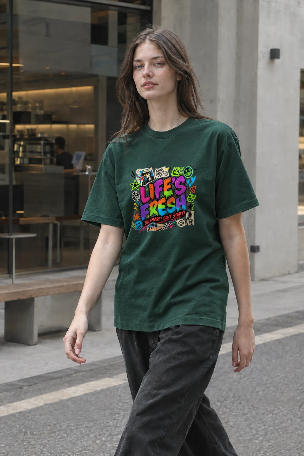 "Lifes Fresh Collage" Heavyweight Unisex Crewneck T-shirt | Gildan 5000