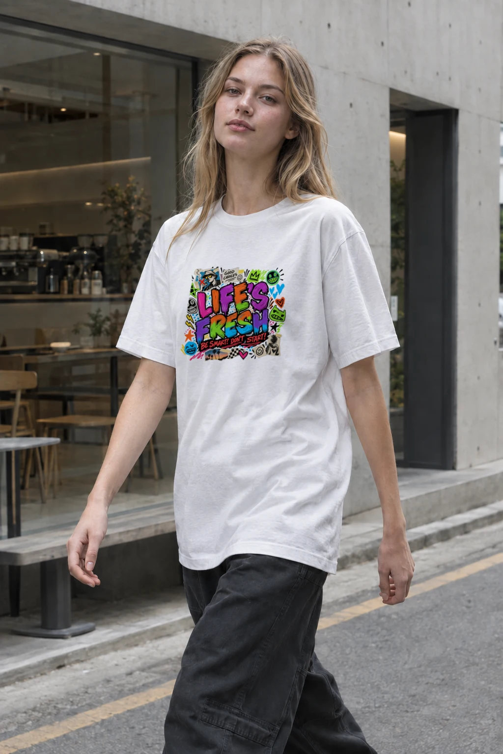 "Lifes Fresh Collage" Heavyweight Unisex Crewneck T-shirt | Gildan 5000