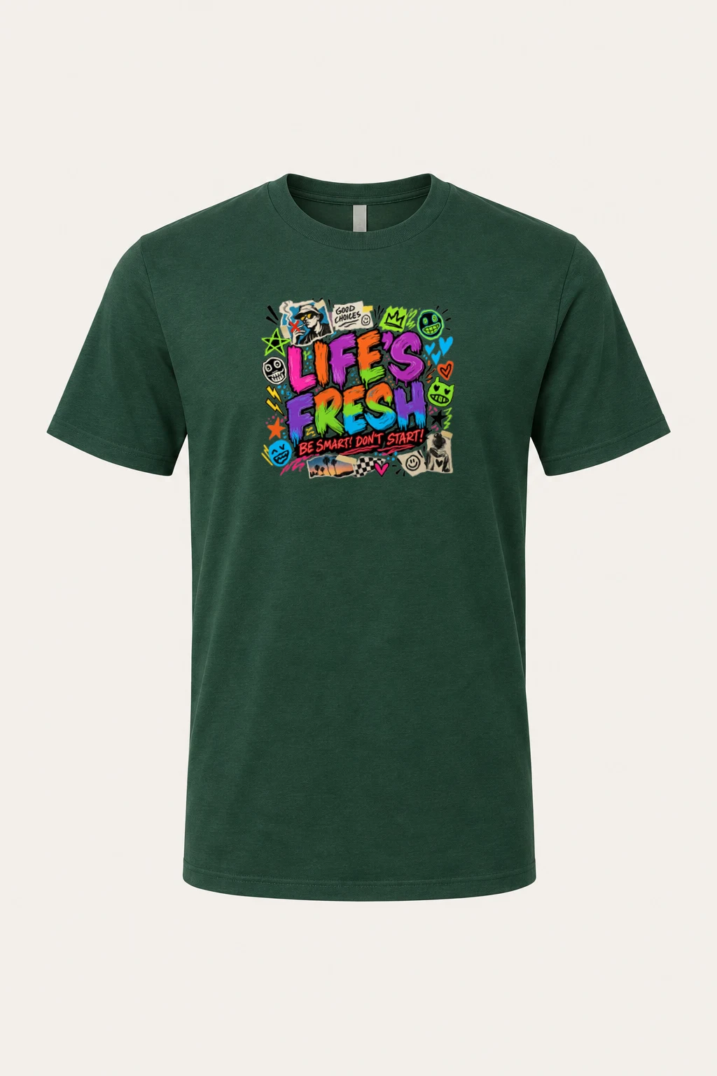 "Lifes Fresh Collage" Heavyweight Unisex Crewneck T-shirt | Gildan 5000
