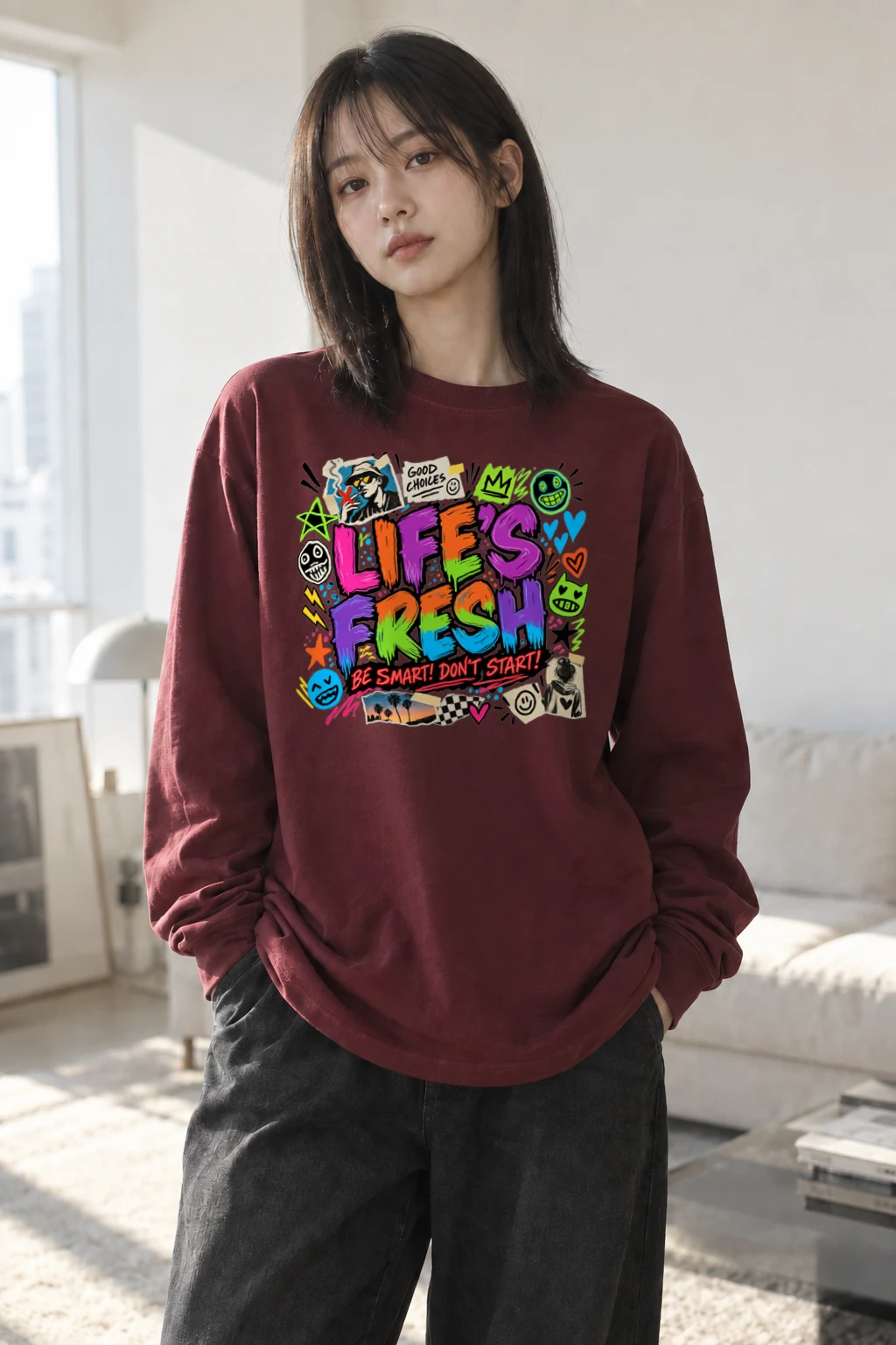 "Lifes Fresh Collage" Unisex Longsleeve T-shirt | Gildan 2400
