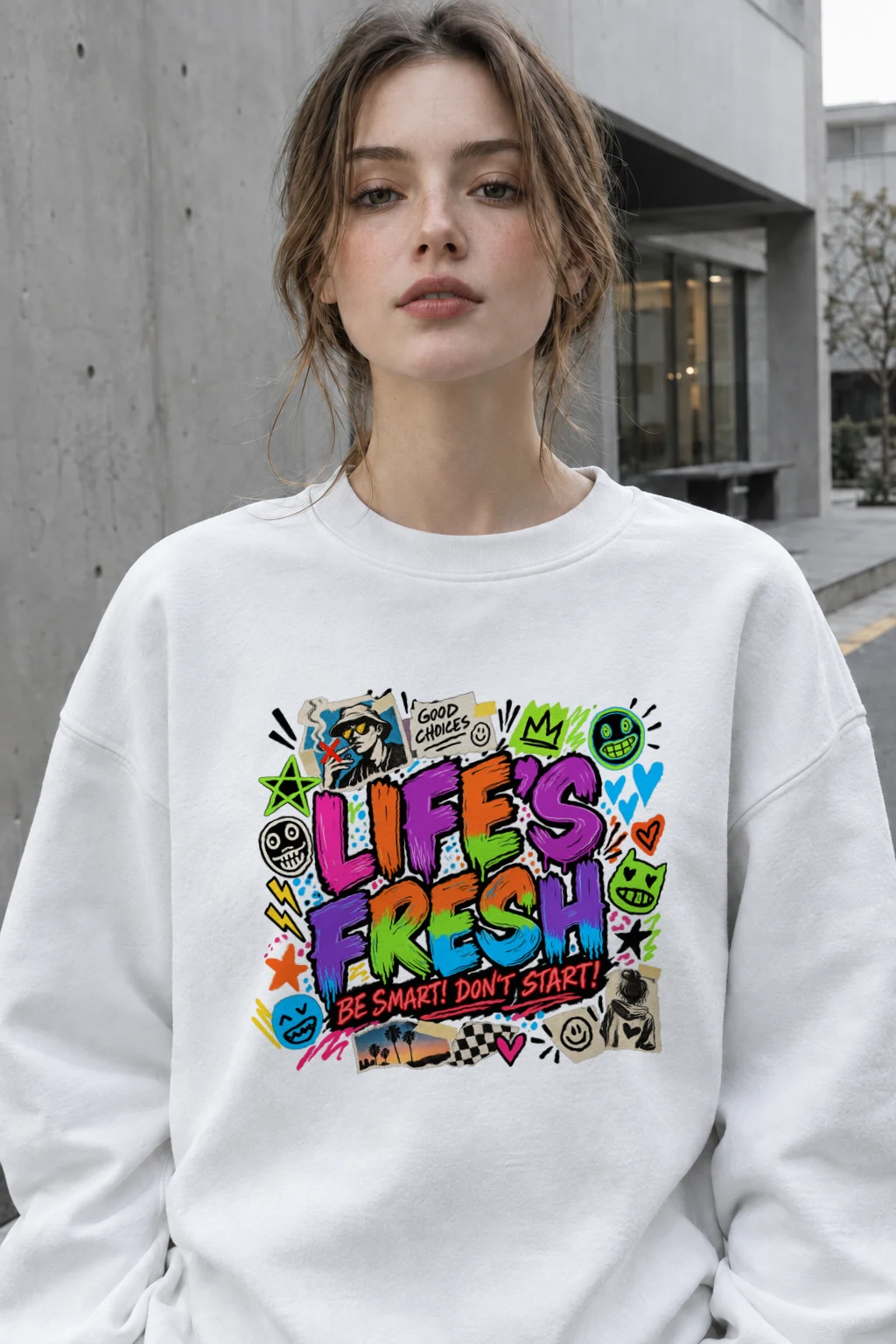 "Lifes Fresh Graffiti" Heavy Blend Unisex Crewneck Sweatshirt | Gildan 18000