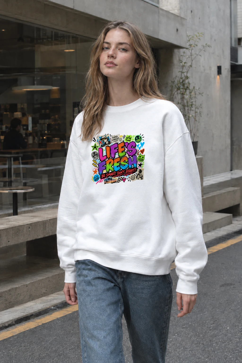 "Lifes Fresh Graffiti" Heavy Blend Unisex Crewneck Sweatshirt | Gildan 18000