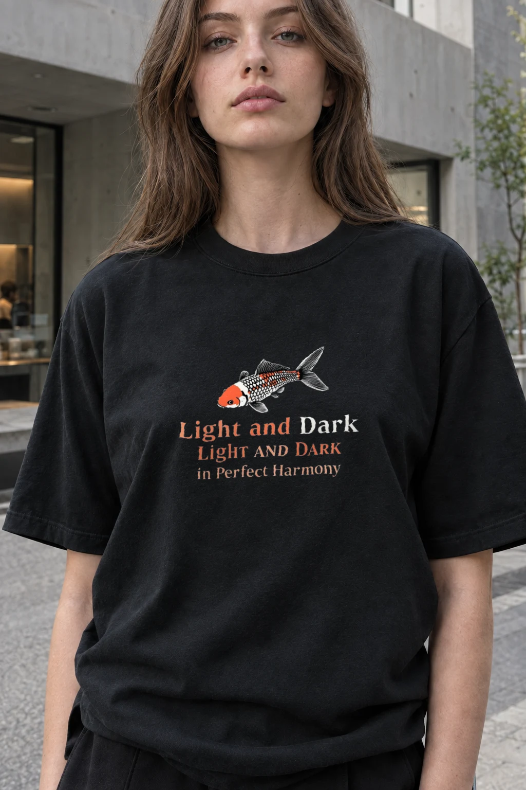 "Light And Dark" Heavyweight Unisex Crewneck T-shirt | Gildan 5000