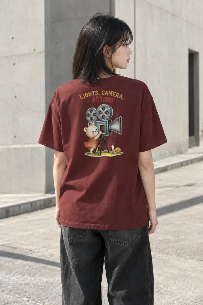 "Lights Camera Action" Heavyweight Unisex Crewneck T-shirt | Gildan 5000
