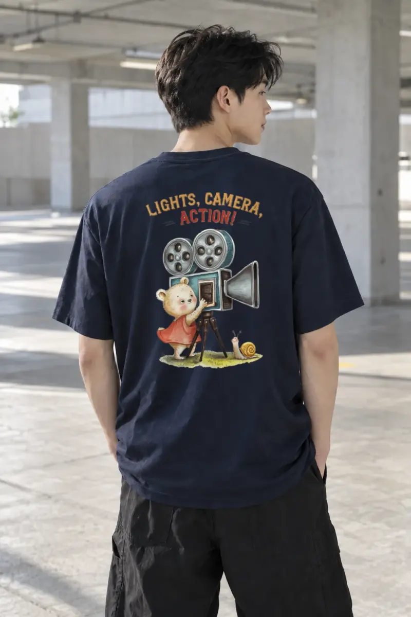 “Lights Camera Action” Heavyweight Unisex Crewneck T-shirt | Gildan 5000