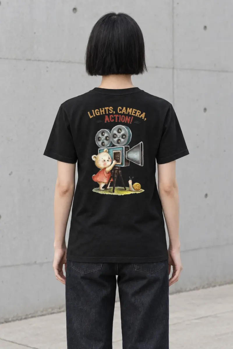 "Lights Camera Action" Heavyweight Unisex Crewneck T-shirt | Gildan 5000