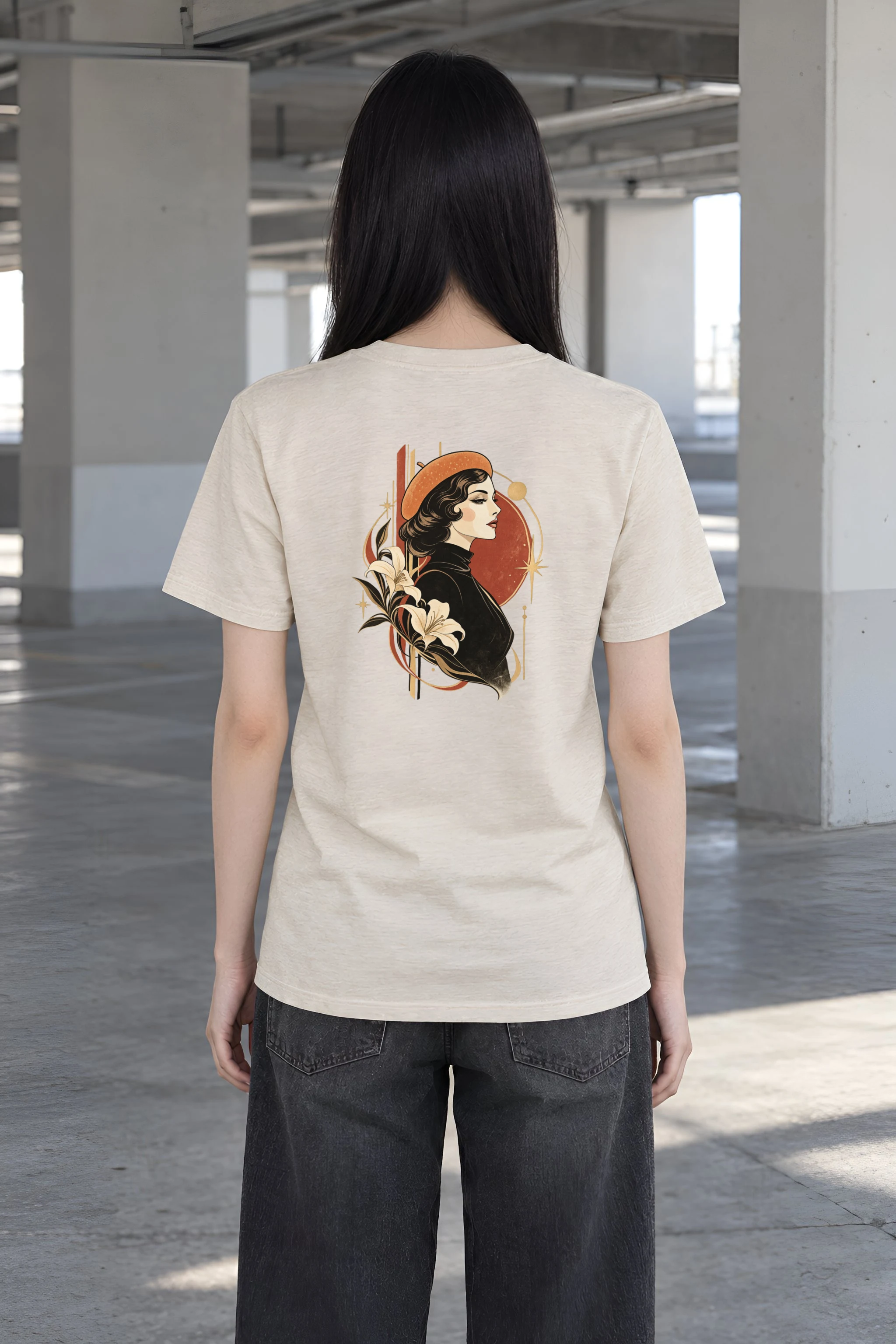"Lily Beret Muse" Heavyweight Unisex Crewneck T-shirt