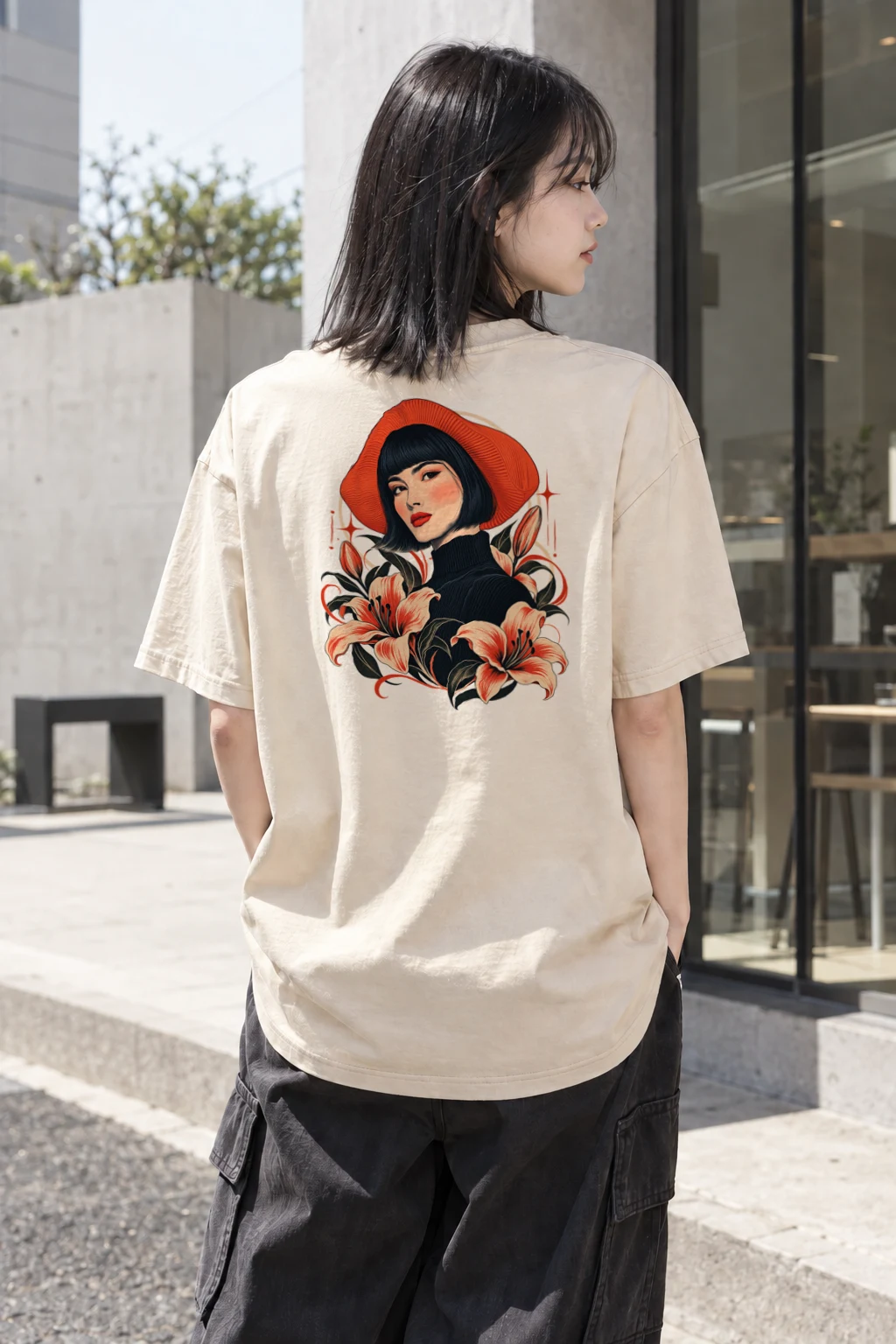 "Lily Noir" Heavyweight Unisex Crewneck T-shirt | Gildan 5000