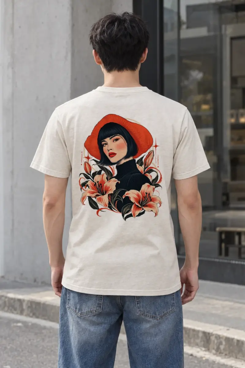 "Lily Noir" Heavyweight Unisex Crewneck T-shirt | Gildan 5000