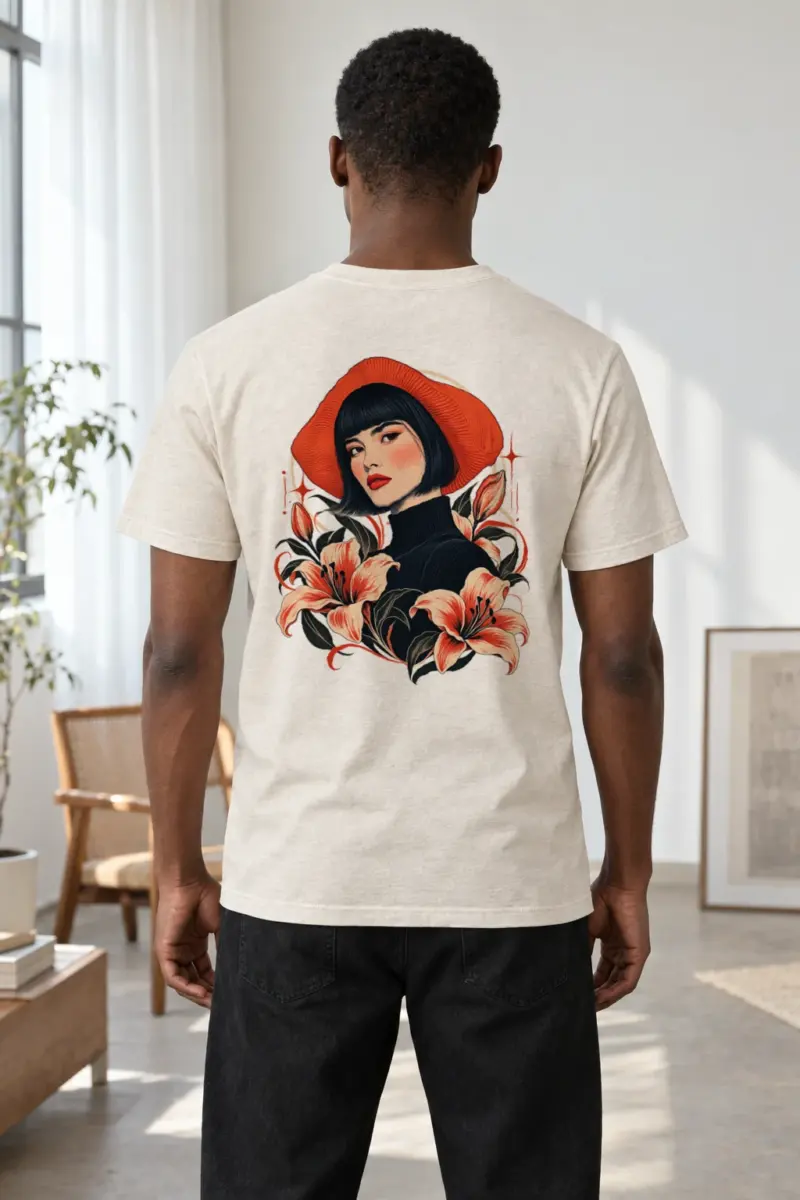 "Lily Noir" Heavyweight Unisex Crewneck T-shirt | Gildan 5000