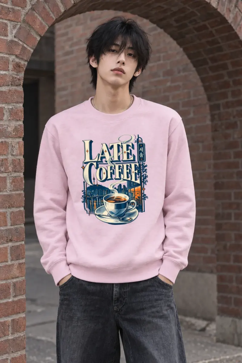 "Late Coffee Seoul" Heavy Blend Unisex Crewneck Sweatshirt