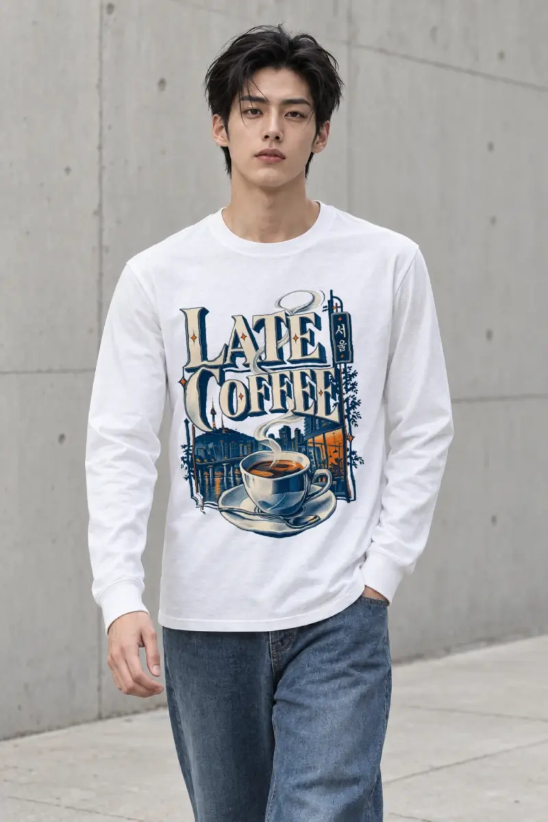 "Late Coffee Seoul" Unisex Longsleeve T-shirt