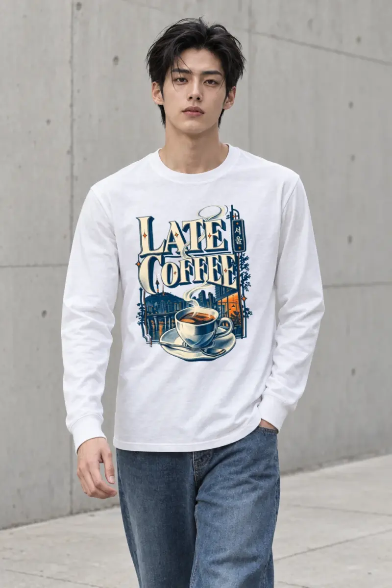"Late Coffee Seoul" Unisex Longsleeve T-shirt