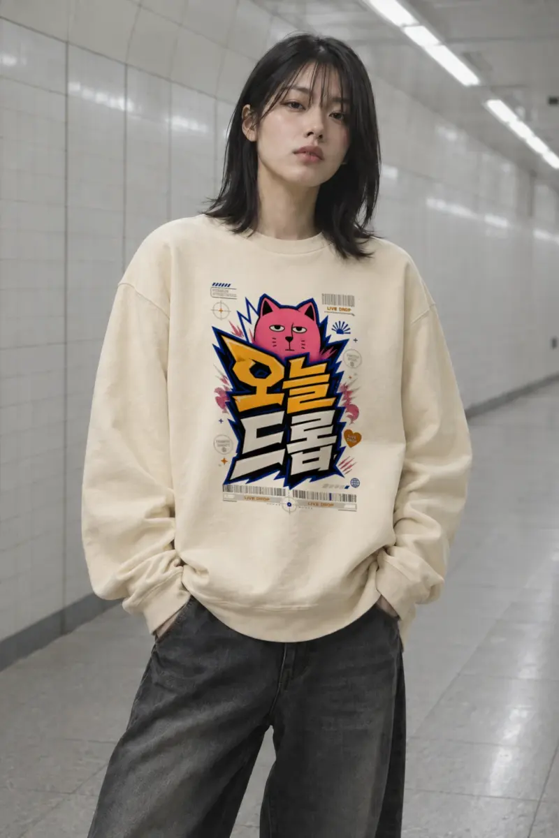 "Live Drop Cat" Unisex Sponge Fleece Crewneck Sweatshirt | Bella + Canvas 3901