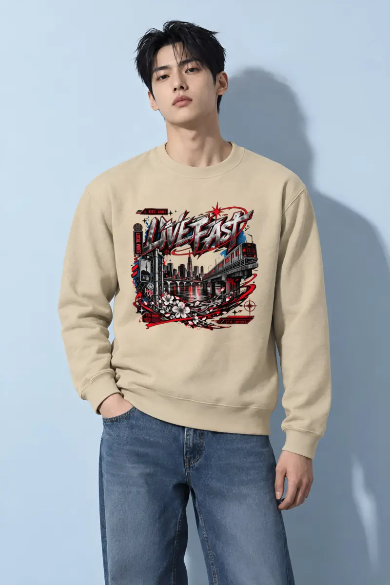"Seoul Y2K Cityscape" Heavy Blend Unisex Crewneck Sweatshirt