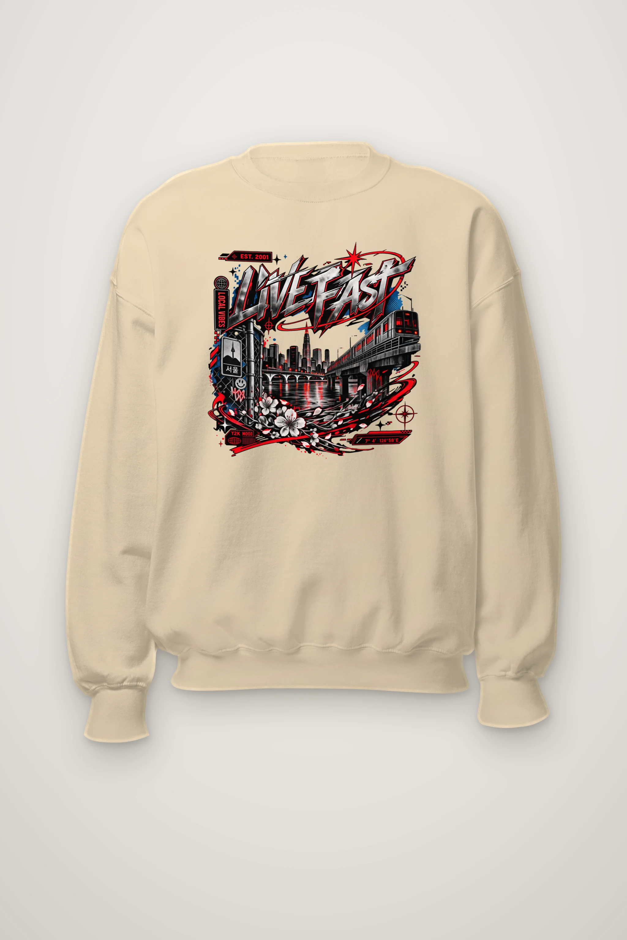 "Seoul Y2K Cityscape" Heavy Blend Unisex Crewneck Sweatshirt