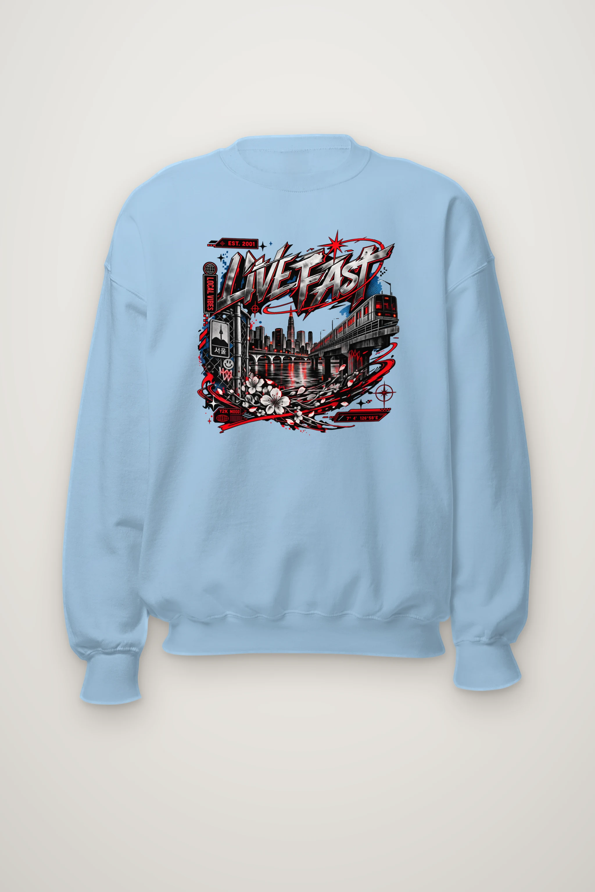 "Seoul Y2K Cityscape" Heavy Blend Unisex Crewneck Sweatshirt