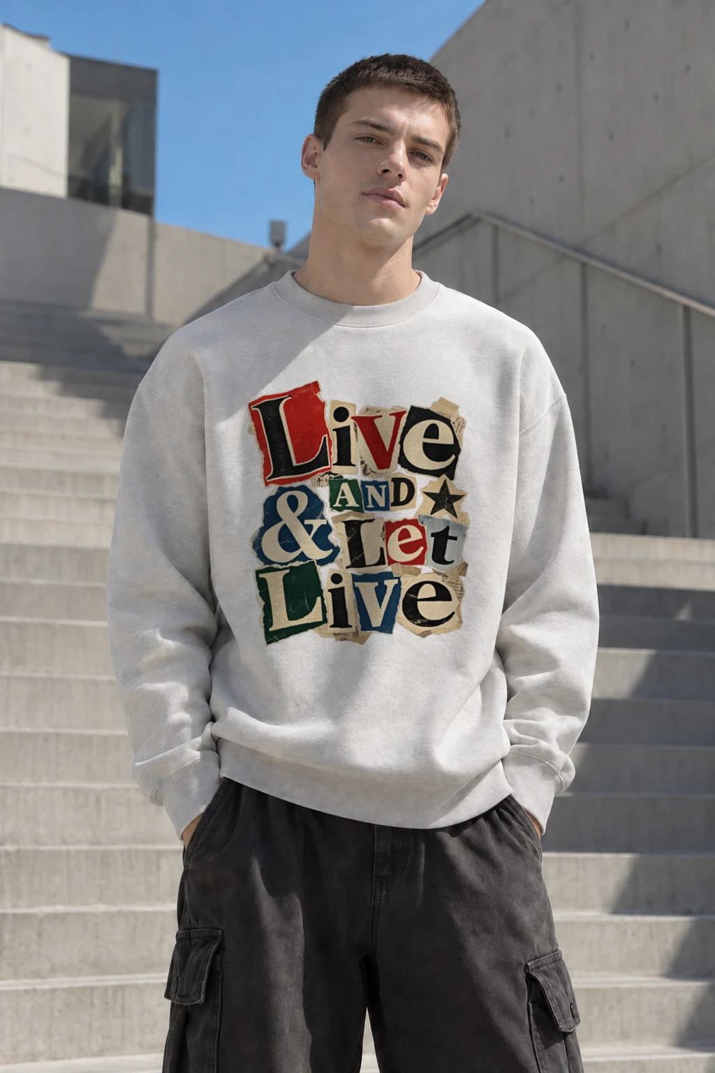"Live & Let Live" Heavy Blend Unisex Crewneck Sweatshirt | Gildan 18000