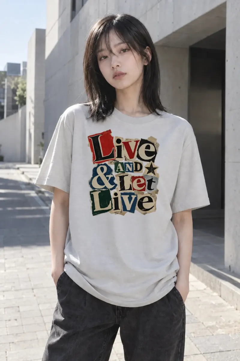 "Live & Let Live" Heavyweight Unisex Crewneck T-shirt | Gildan 5000