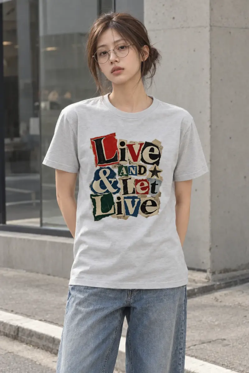 "Live & Let Live" Heavyweight Unisex Crewneck T-shirt | Gildan 5000