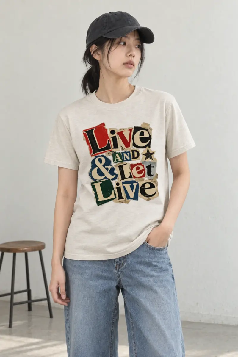 "Live & Let Live" Heavyweight Unisex Crewneck T-shirt