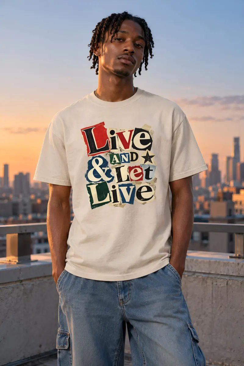 "Live & Let Live" Heavyweight Unisex Crewneck T-shirt