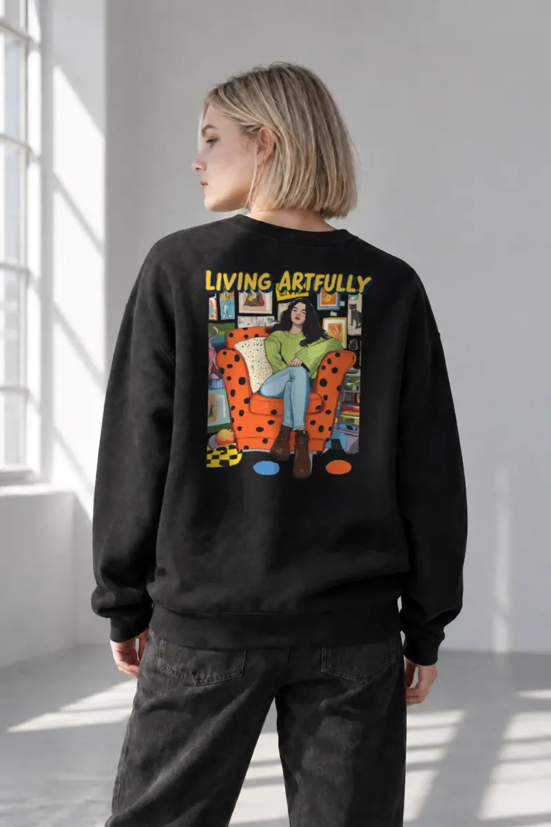 “Living Artfully” Heavy Blend Unisex Crewneck Sweatshirt | Gildan 18000