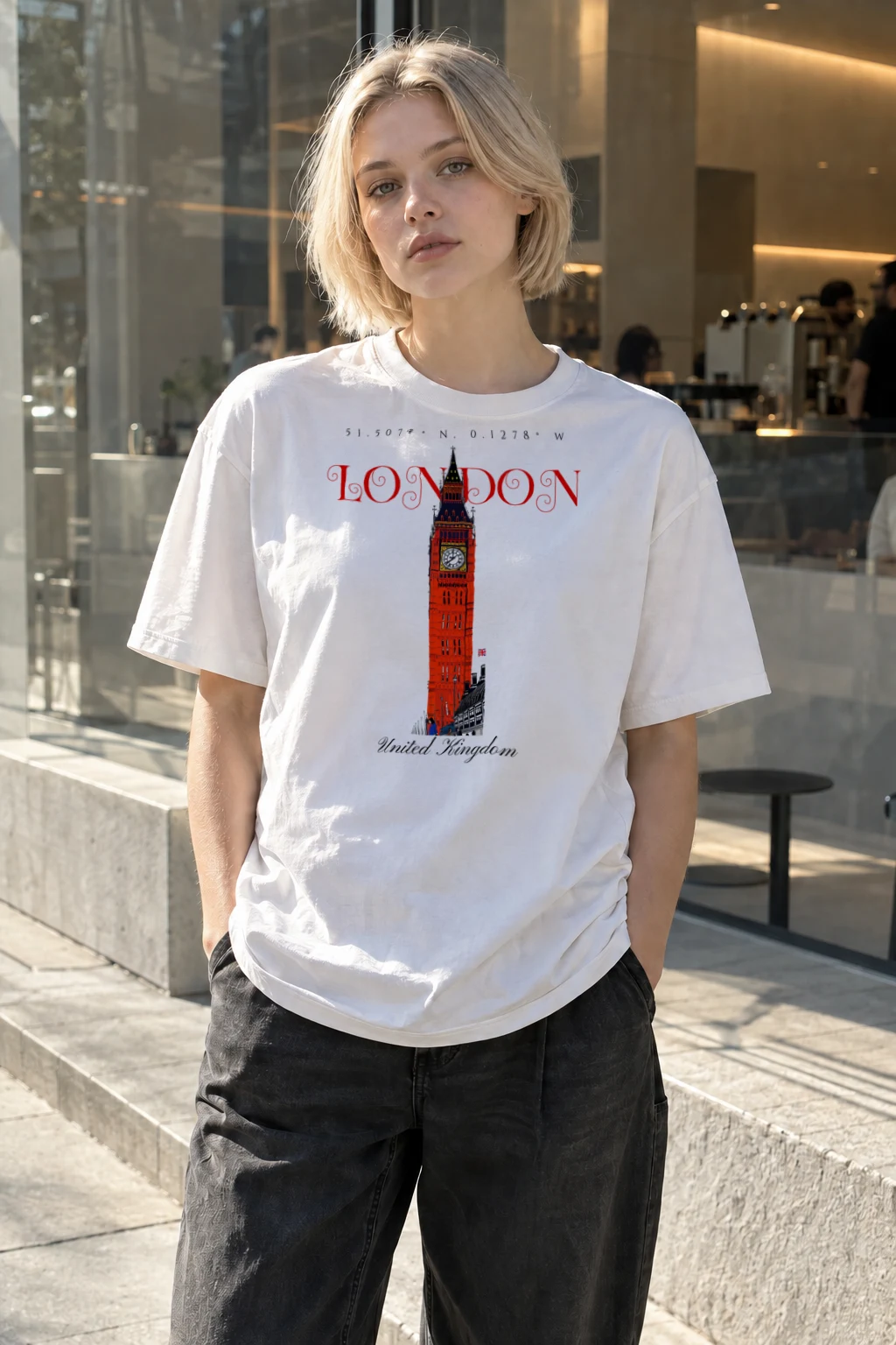 "London Coordinates" Heavyweight Unisex Crewneck T-shirt | Gildan 5000